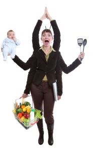 woman juggling fruit