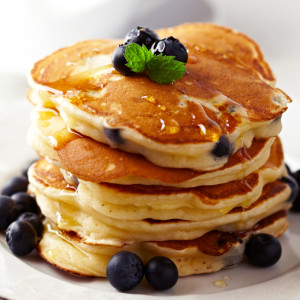 Stack of pancakes with fresh blueberry